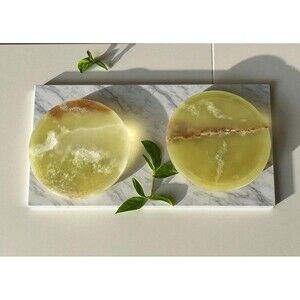Marble Onyx Coasters, Handmade Stone Drink Coasters, 2 tea barware coasters-New